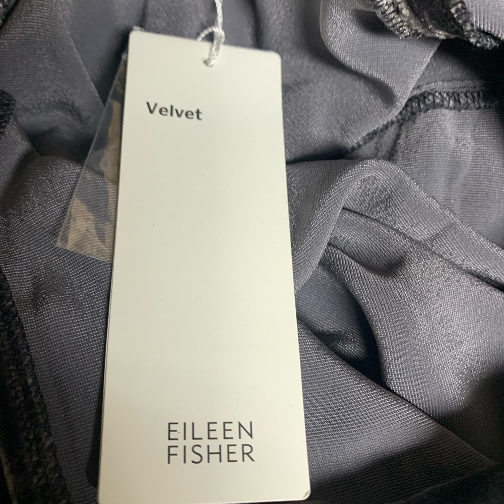 NEW Eileen Fisher Charcoal Crushed Silk Blend Velvet Tie Back Dress Size S - Picture 4 of 8